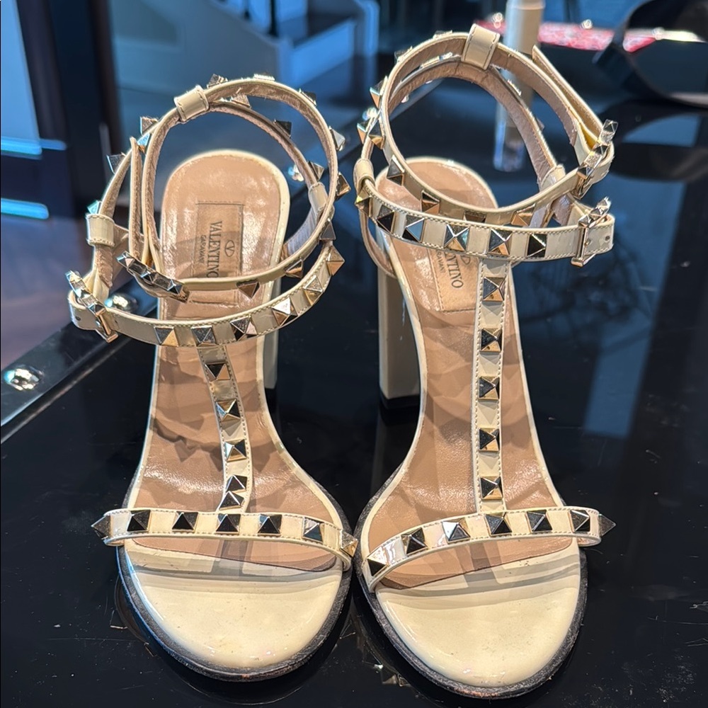 Valentino Beige Studded Women's Sandals
